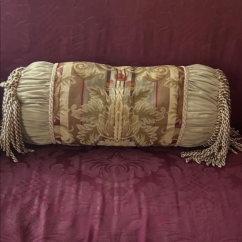 Elegant Decorative Bolster Pillow with Tassels